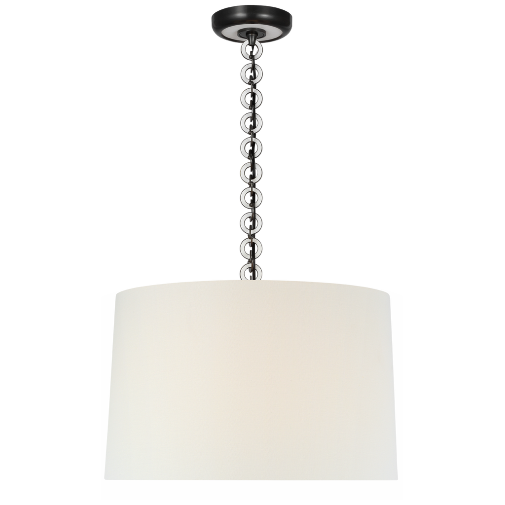 Evelyn 19" Hanging Shade | Bronze and White Oak | Linen Shade