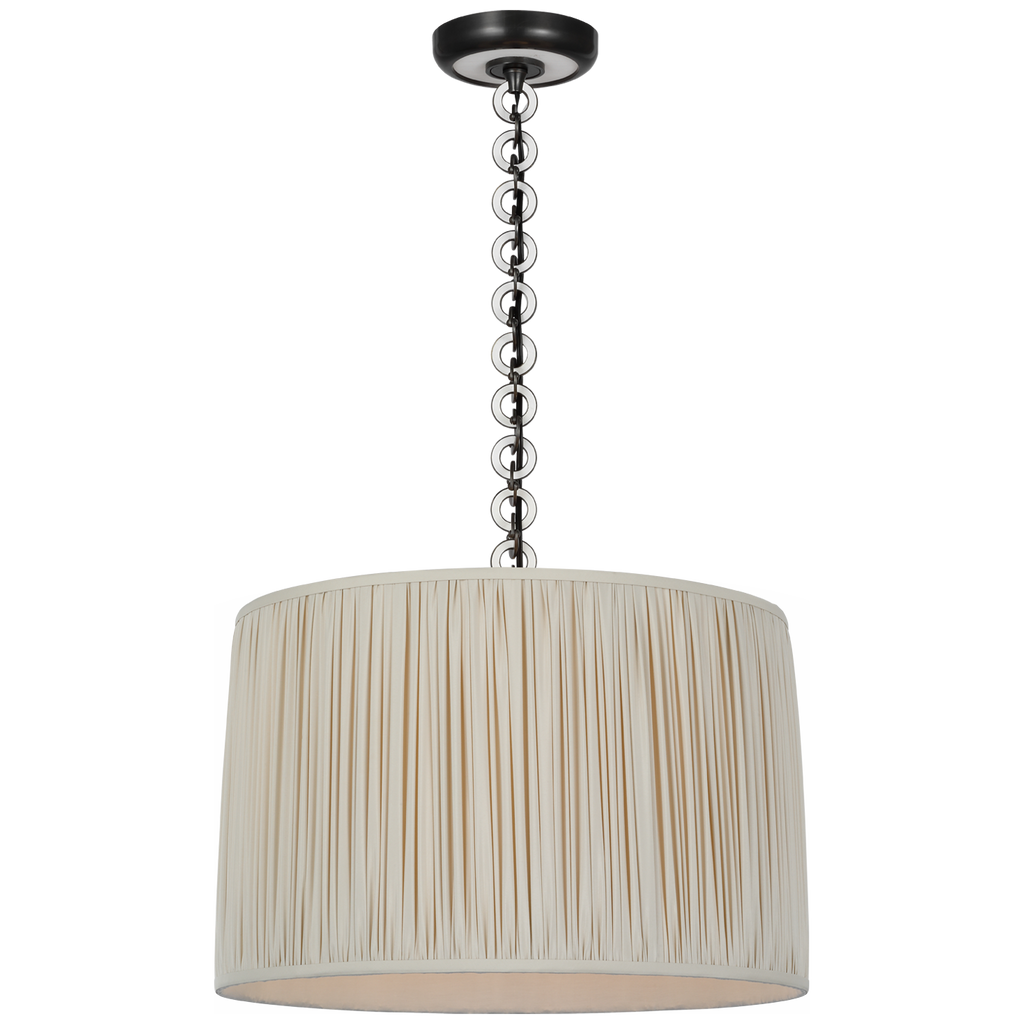 Evelyn 19" Hanging Shade | Bronze and White Oak | Champagne Silk Pleated Shade