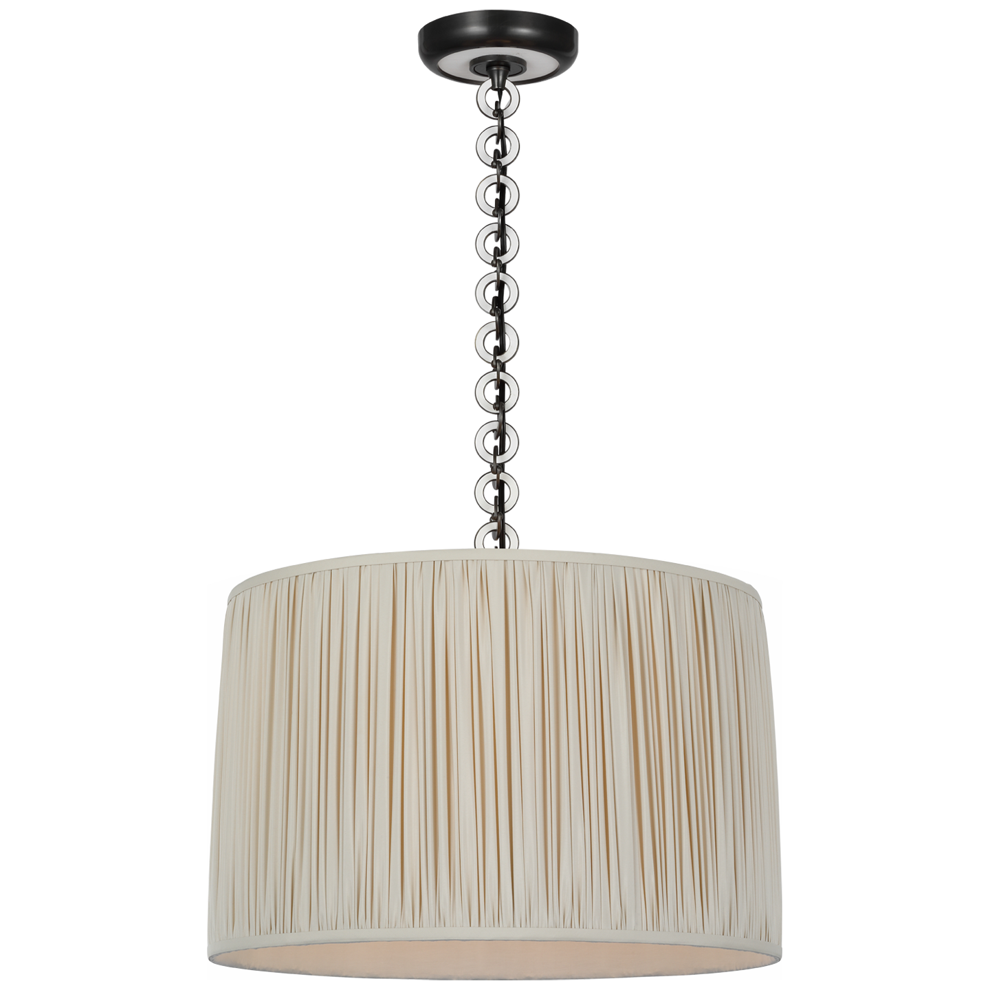 Evelyn 19" Hanging Shade | Bronze and White Oak | Champagne Silk Pleated Shade