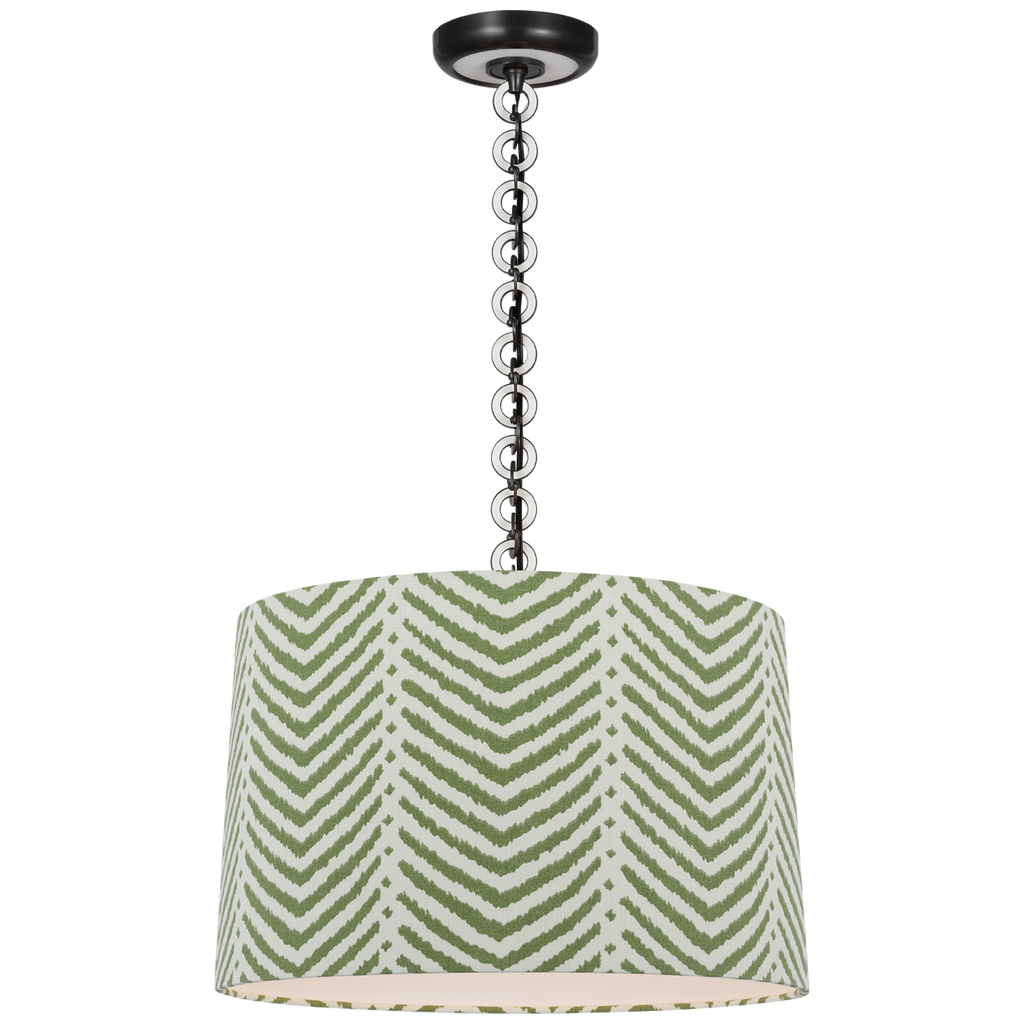 Evelyn 19" Hanging Shade | Bronze and White Oak | Schumacher Verde La Jolla Shade