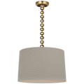 Evelyn 19" Hanging Shade | Hand-Rubbed Antique Brass and Natural Oak | Schumacher Dove Soho Weave Shade