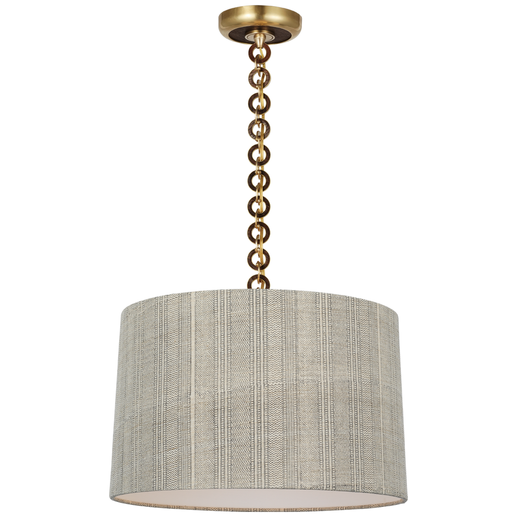 Evelyn 19" Hanging Shade | Hand-Rubbed Antique Brass and Natural Oak | Schumacher Natural Mohave Shade