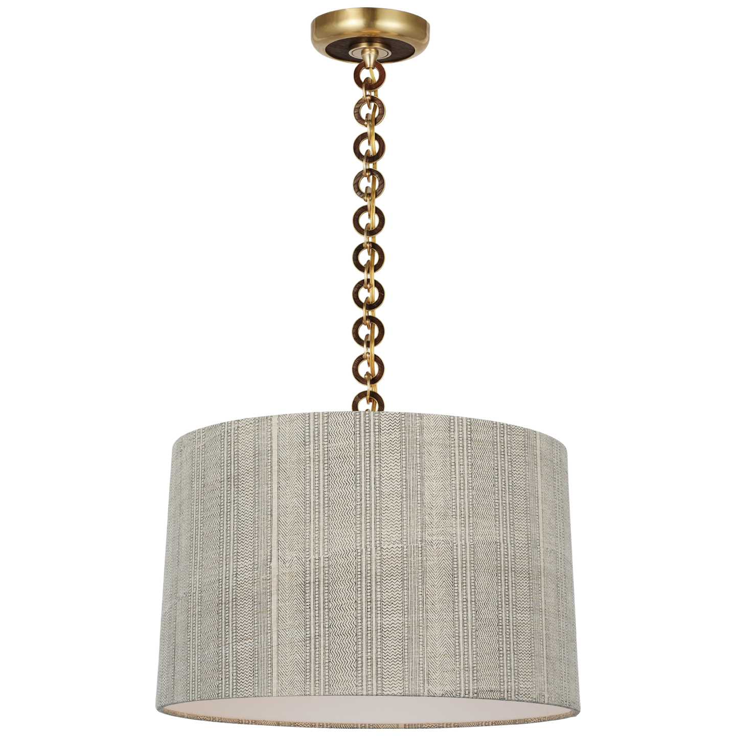 Evelyn 19" Hanging Shade | Hand-Rubbed Antique Brass and Natural Oak | Schumacher Natural Mohave Shade