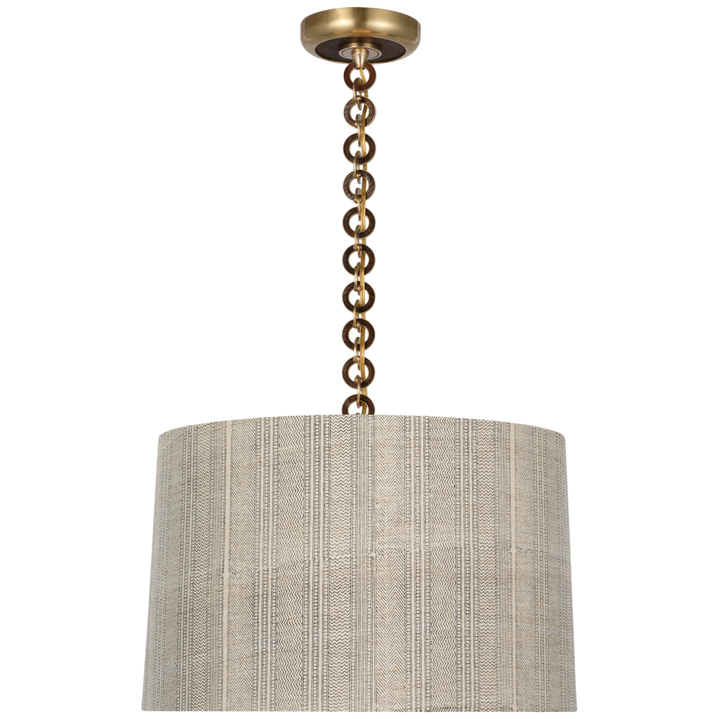 Evelyn 19" Hanging Shade | Hand-Rubbed Antique Brass and Natural Oak | Schumacher Natural Mohave Shade