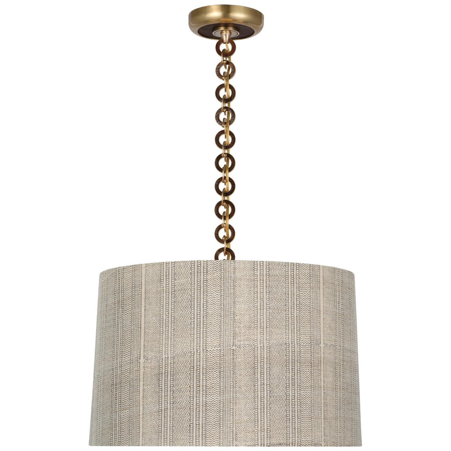 Evelyn 19" Hanging Shade | Hand-Rubbed Antique Brass and Natural Oak | Schumacher Natural Mohave Shade