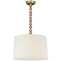 Evelyn 19" Hanging Shade | Hand-Rubbed Antique Brass and Natural Oak | Linen Shade