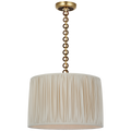 Evelyn 19" Hanging Shade | Hand-Rubbed Antique Brass and Natural Oak | Champagne Silk Pleated Shade