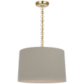 Evelyn 19" Hanging Shade | Hand-Rubbed Antique Brass and White Oak | Schumacher Dove Soho Weave Shade