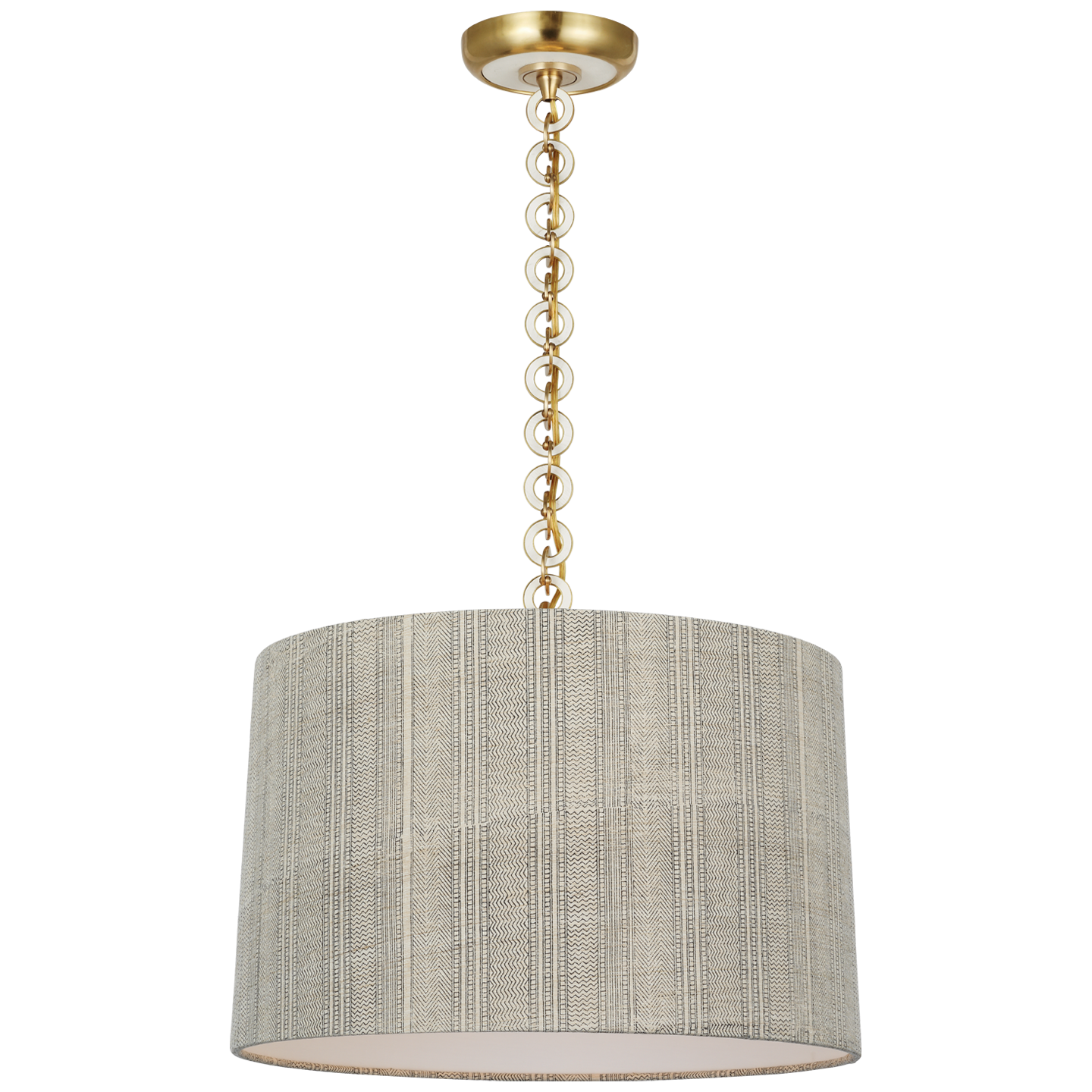 Evelyn 19" Hanging Shade | Hand-Rubbed Antique Brass and White Oak | Schumacher Natural Mohave Shade