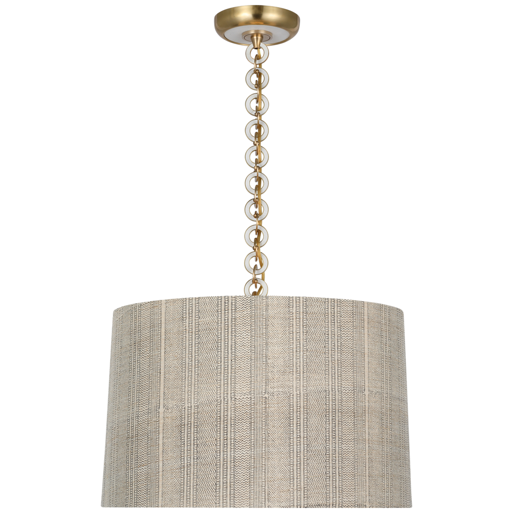 Evelyn 19" Hanging Shade | Hand-Rubbed Antique Brass and White Oak | Schumacher Natural Mohave Shade