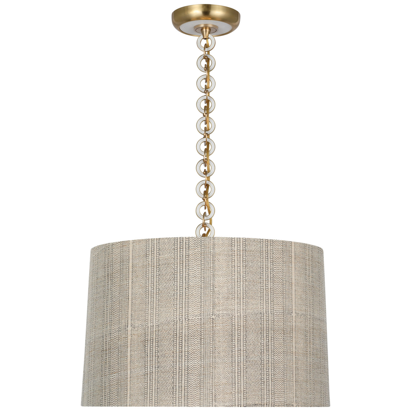 Evelyn 19" Hanging Shade | Hand-Rubbed Antique Brass and White Oak | Schumacher Natural Mohave Shade