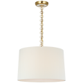 Evelyn 19" Hanging Shade | Hand-Rubbed Antique Brass and White Oak | Linen Shade