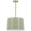 Evelyn 19" Hanging Shade | Hand-Rubbed Antique Brass and White Oak | Schumacher Verde La Jolla Shade