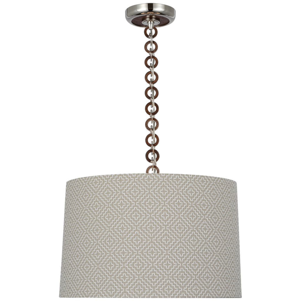 Evelyn 19" Hanging Shade | Polished Nickel and Natural Oak | Schumacher Dove Soho Weave Shade