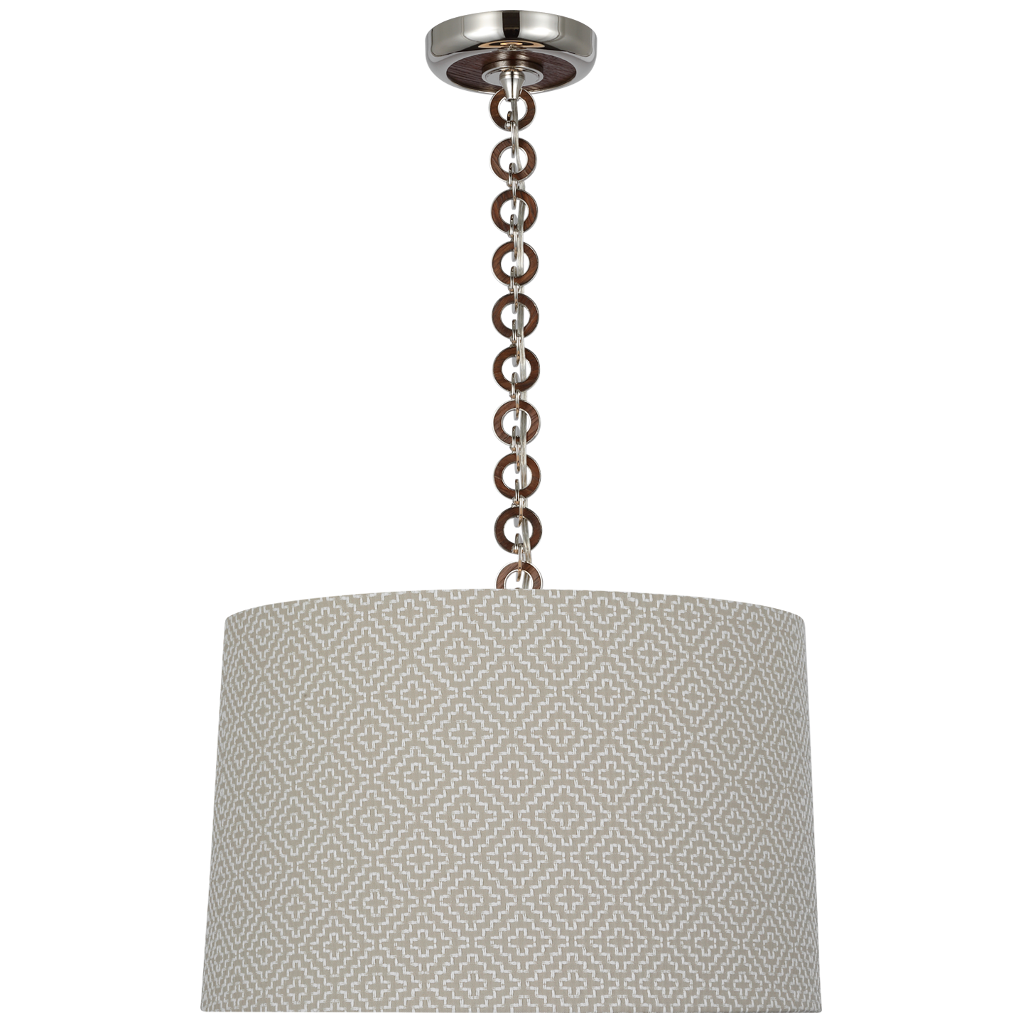 Evelyn 19" Hanging Shade | Polished Nickel and Natural Oak | Schumacher Dove Soho Weave Shade
