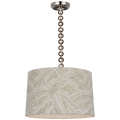 Evelyn 19" Hanging Shade | Polished Nickel and Natural Oak | Schumacher Taupe Abstract Leaf Shade