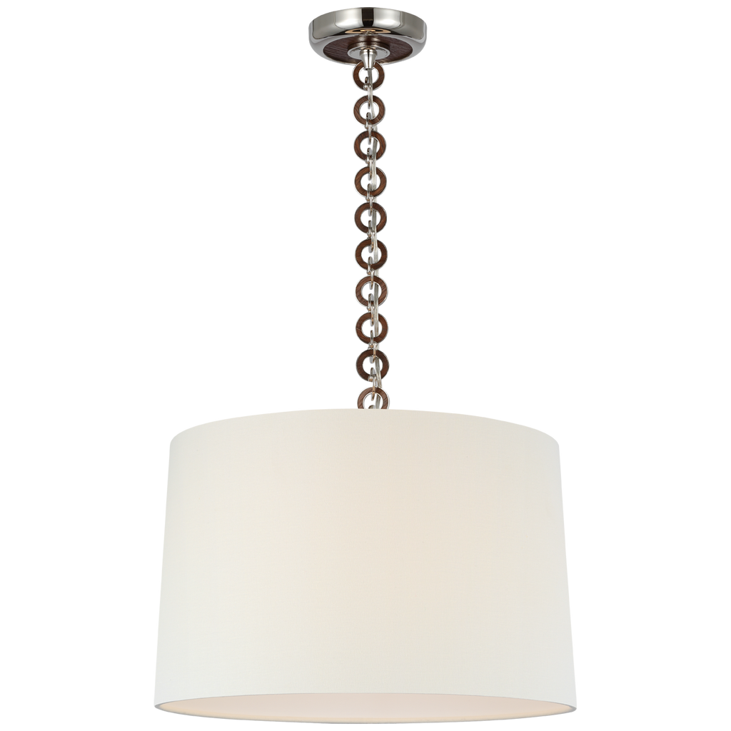 Evelyn 19" Hanging Shade | Polished Nickel and Natural Oak | Linen Shade