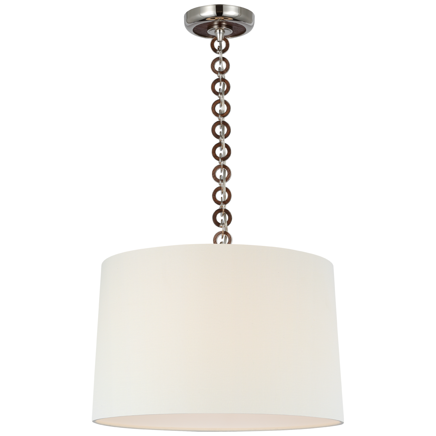 Evelyn 19" Hanging Shade | Polished Nickel and Natural Oak | Linen Shade