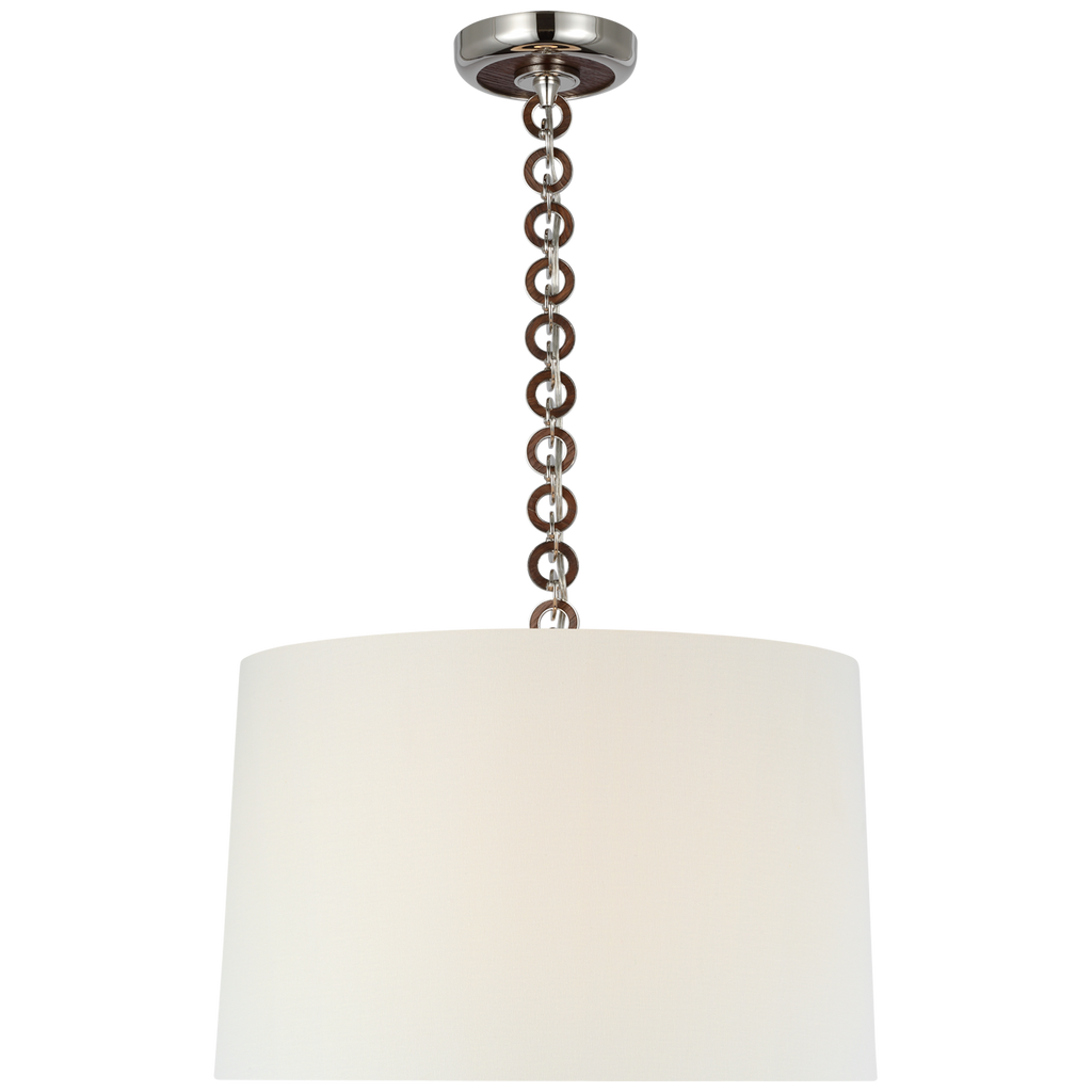 Evelyn 19" Hanging Shade | Polished Nickel and Natural Oak | Linen Shade