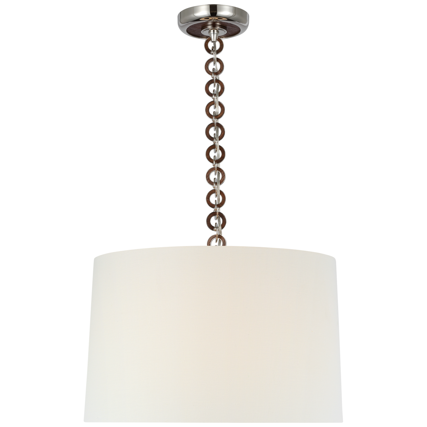 Evelyn 19" Hanging Shade | Polished Nickel and Natural Oak | Linen Shade