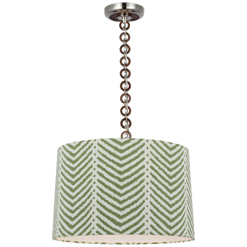 Evelyn 19" Hanging Shade | Polished Nickel and Natural Oak | Schumacher Verde La Jolla Shade