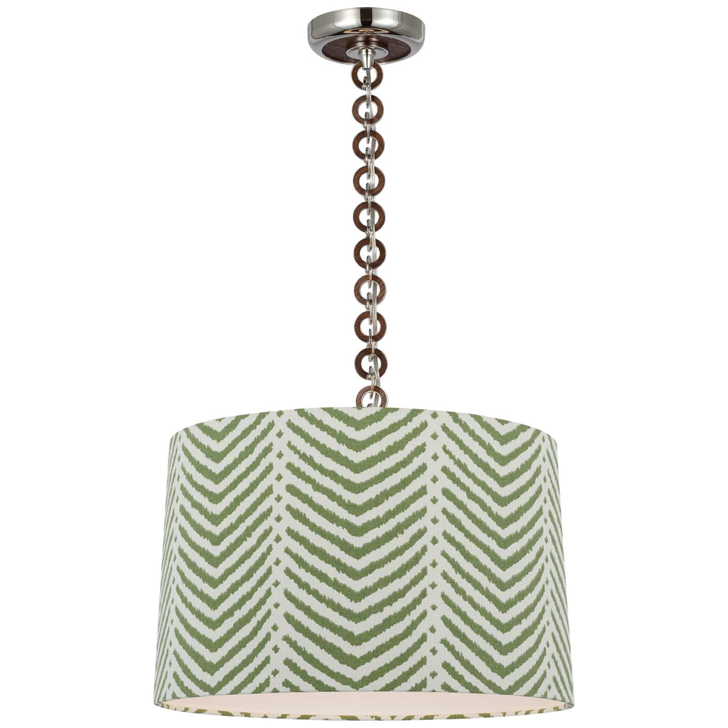 Evelyn 19" Hanging Shade | Polished Nickel and Natural Oak | Schumacher Verde La Jolla Shade