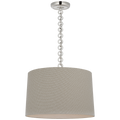 Evelyn 19" Hanging Shade | Polished Nickel and White Oak | Schumacher Dove Soho Weave Shade