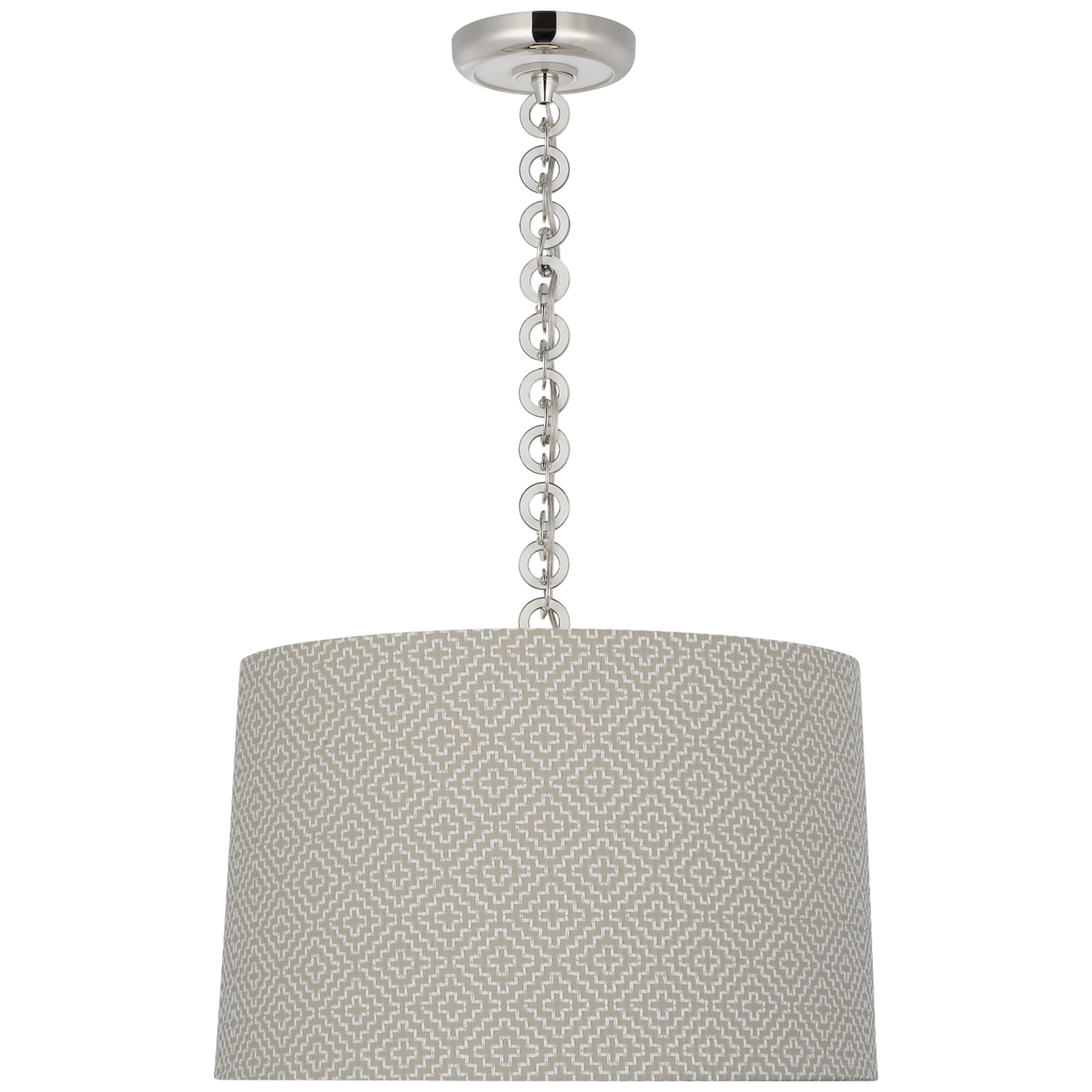 Evelyn 19" Hanging Shade | Polished Nickel and White Oak | Schumacher Dove Soho Weave Shade