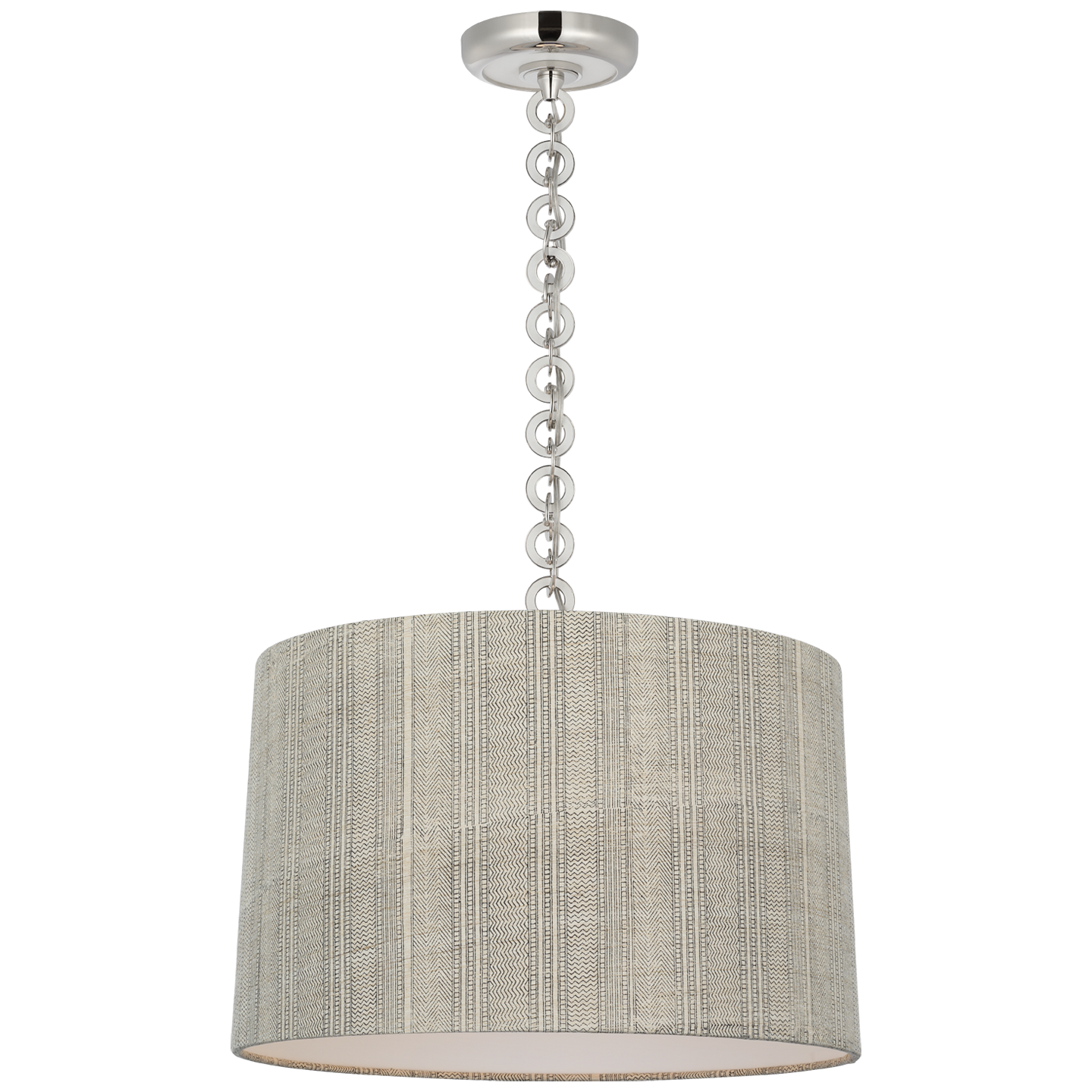 Evelyn 19" Hanging Shade | Polished Nickel and White Oak | Schumacher Natural Mohave Shade