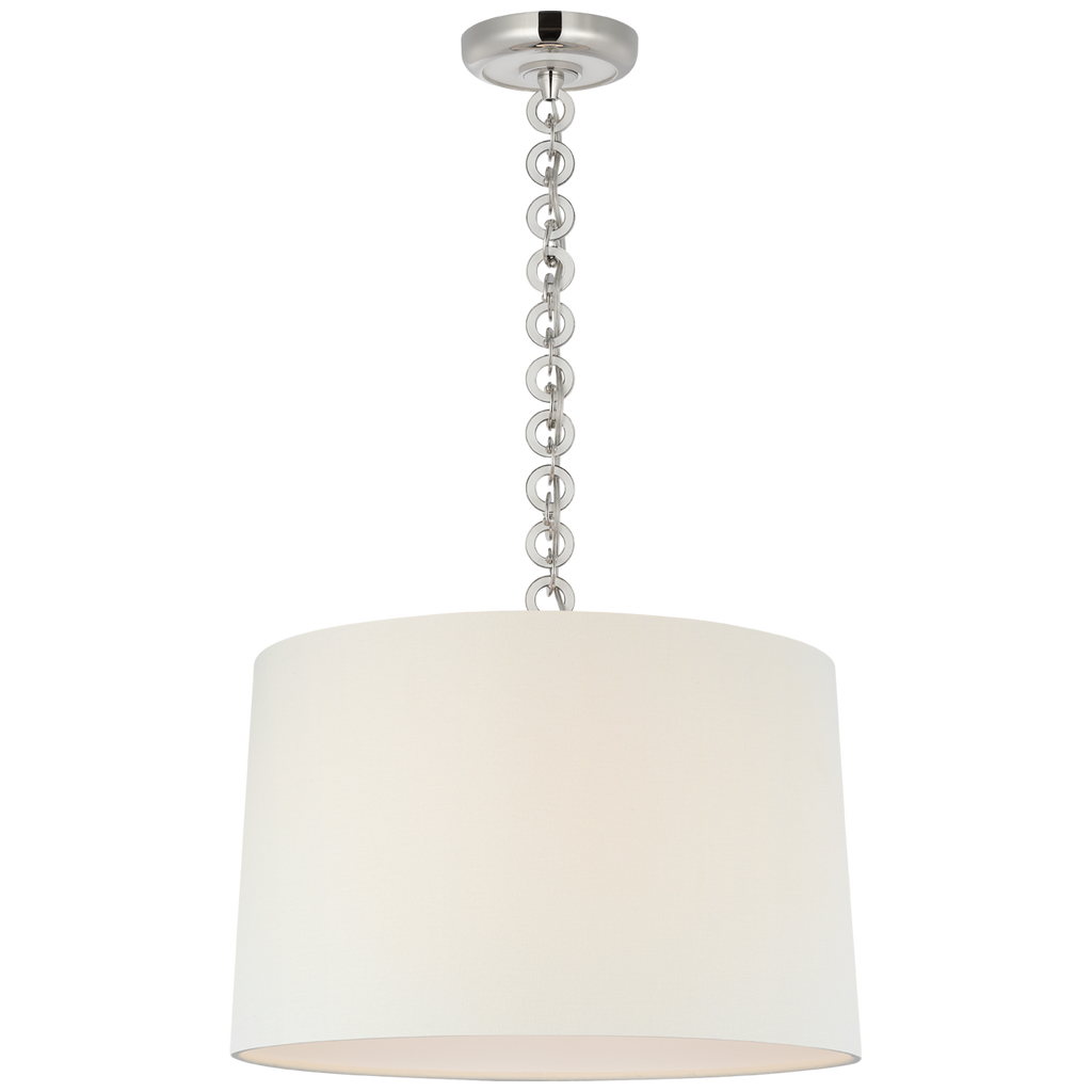 Evelyn 19" Hanging Shade | Polished Nickel and White Oak | Linen Shade