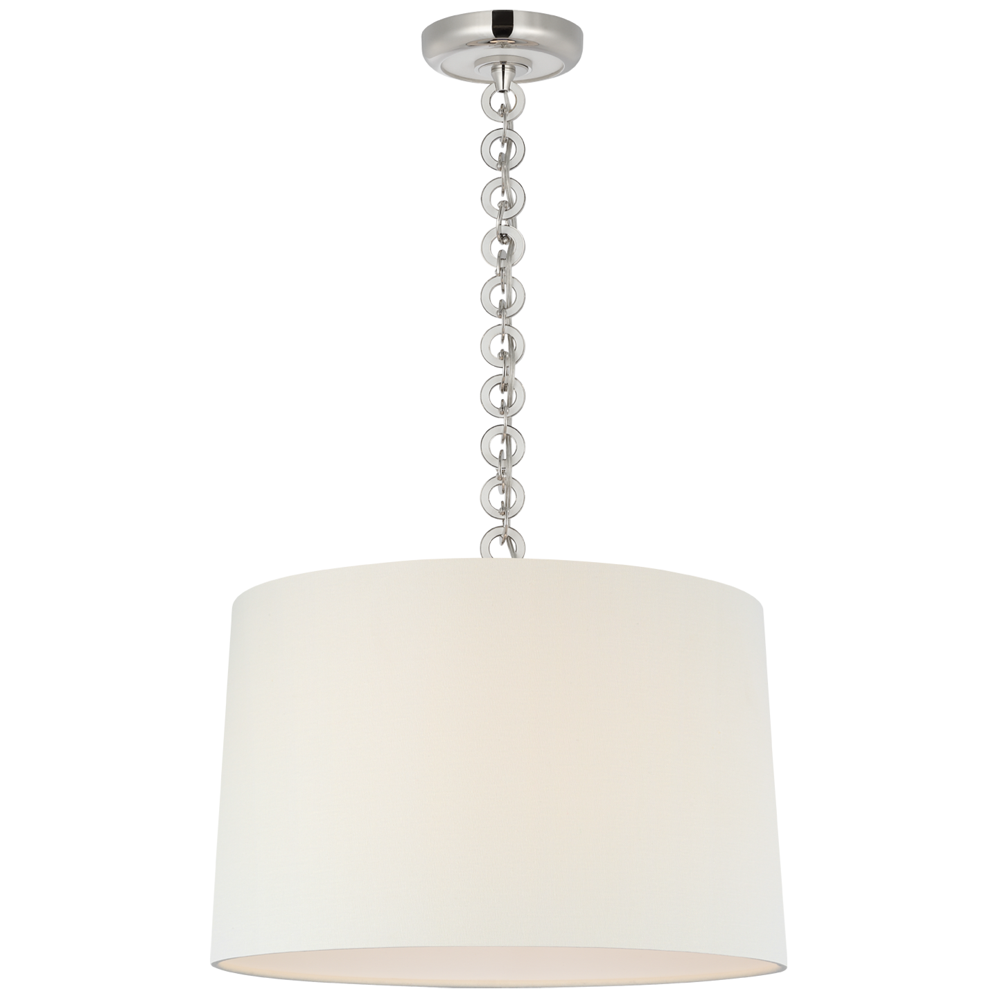 Evelyn 19" Hanging Shade | Polished Nickel and White Oak | Linen Shade