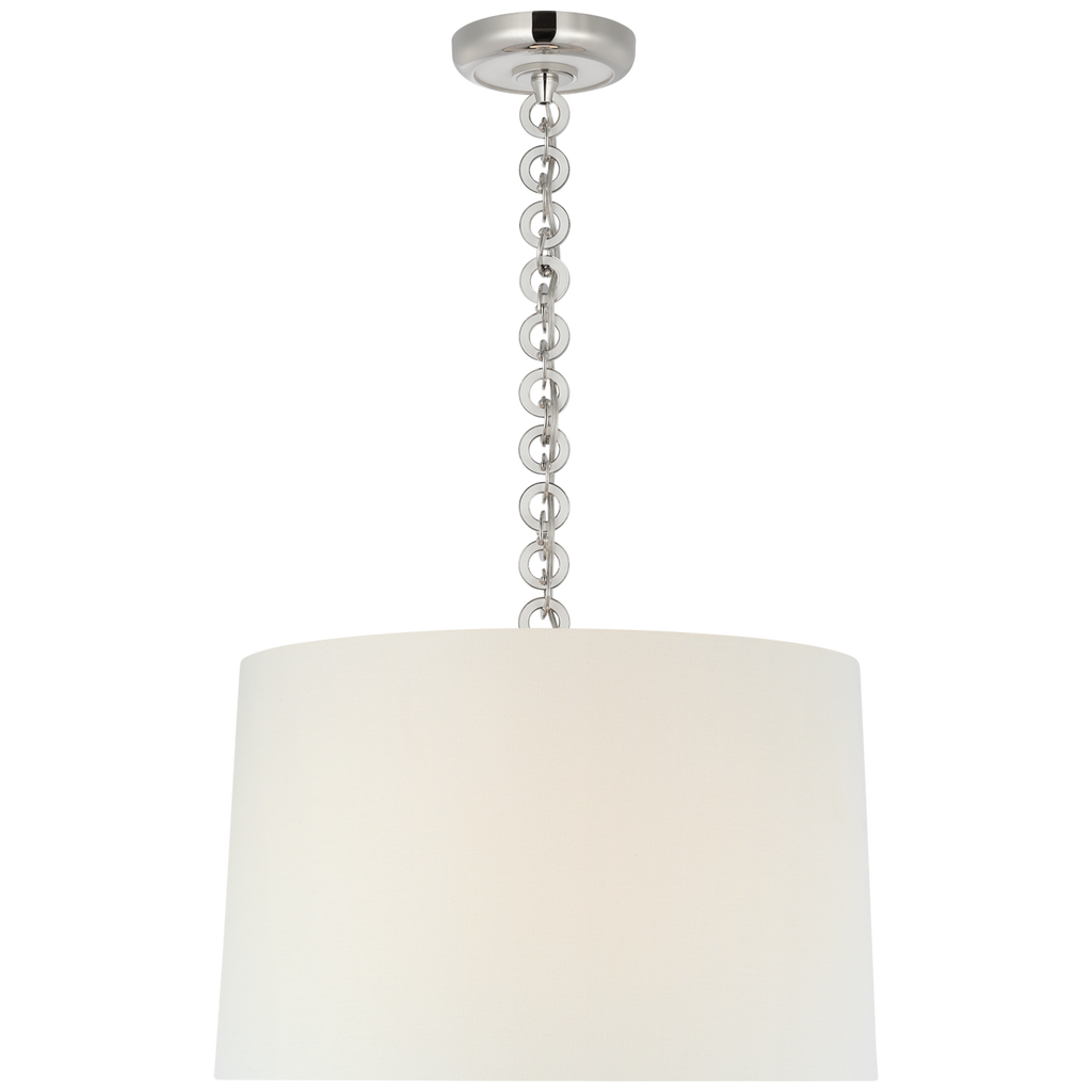 Evelyn 19" Hanging Shade | Polished Nickel and White Oak | Linen Shade
