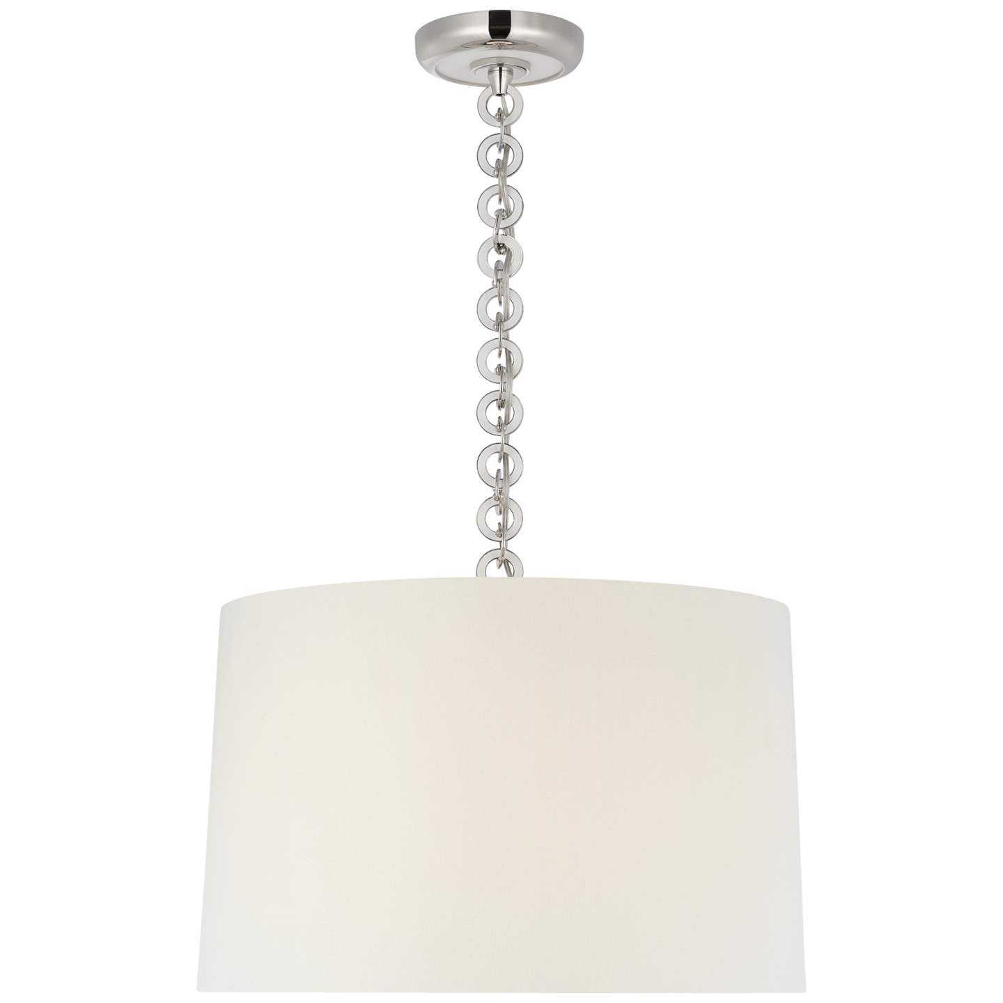 Evelyn 19" Hanging Shade | Polished Nickel and White Oak | Linen Shade