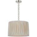 Evelyn 19" Hanging Shade | Polished Nickel and White Oak | Champagne Silk Pleated Shade