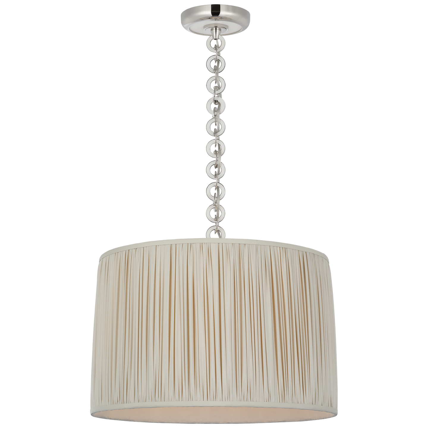 Evelyn 19" Hanging Shade | Polished Nickel and White Oak | Champagne Silk Pleated Shade