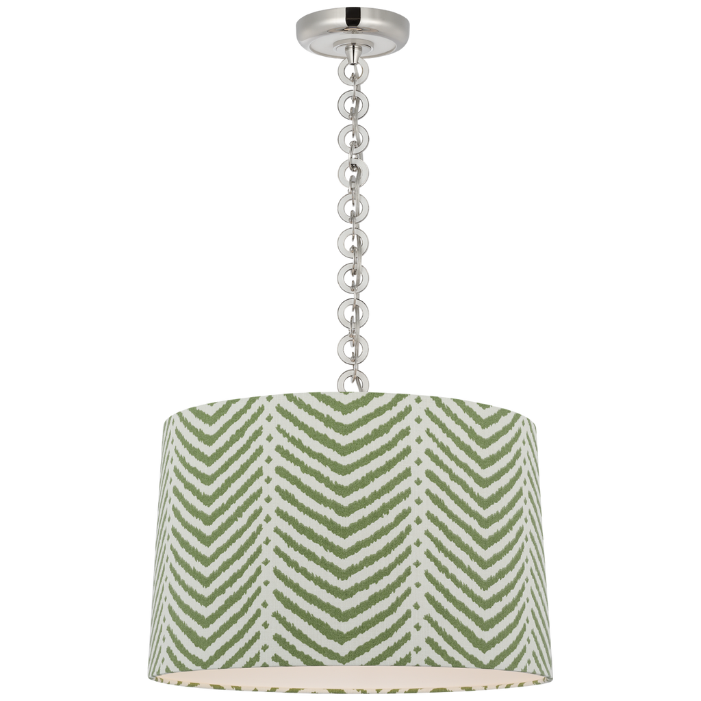 Evelyn 19" Hanging Shade | Polished Nickel and White Oak | Schumacher Verde La Jolla Shade