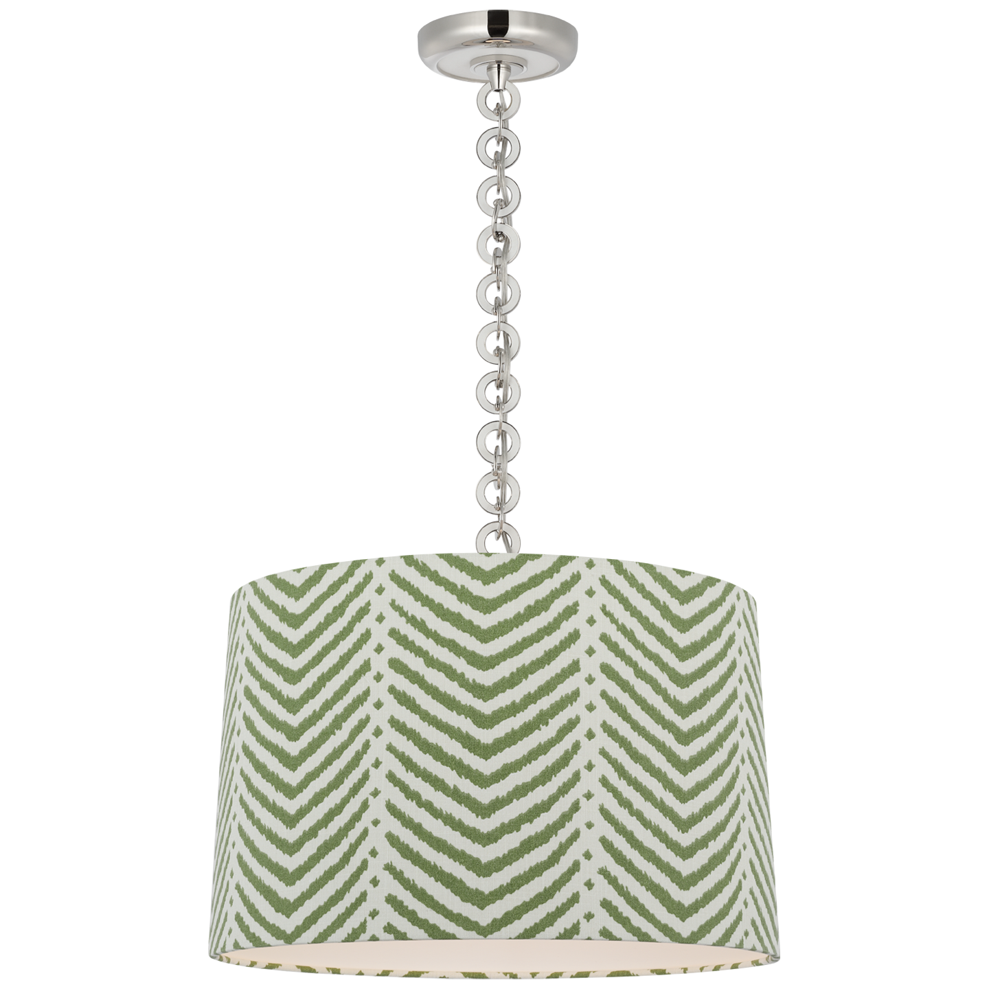 Evelyn 19" Hanging Shade | Polished Nickel and White Oak | Schumacher Verde La Jolla Shade