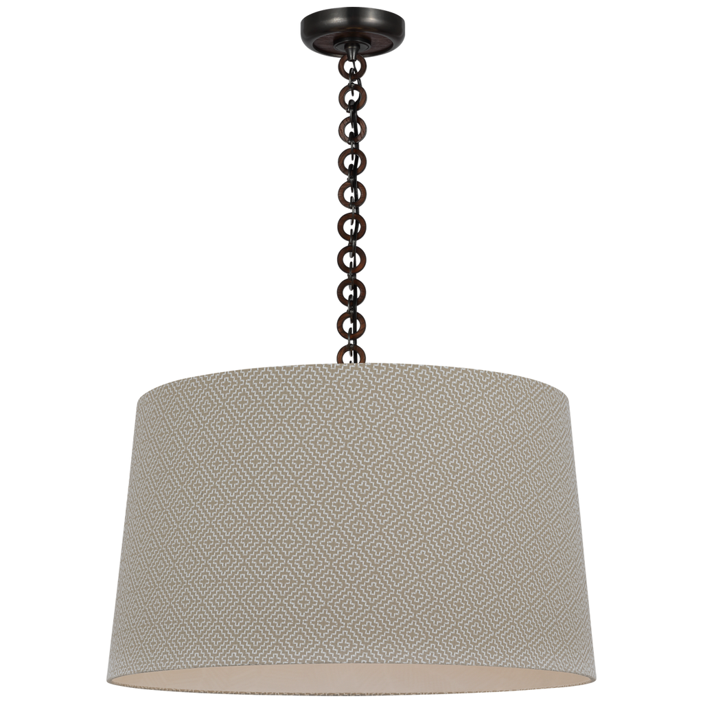 Evelyn 25" Hanging Shade | Bronze and Natural Oak | Schumacher Dove Soho Weave Shade