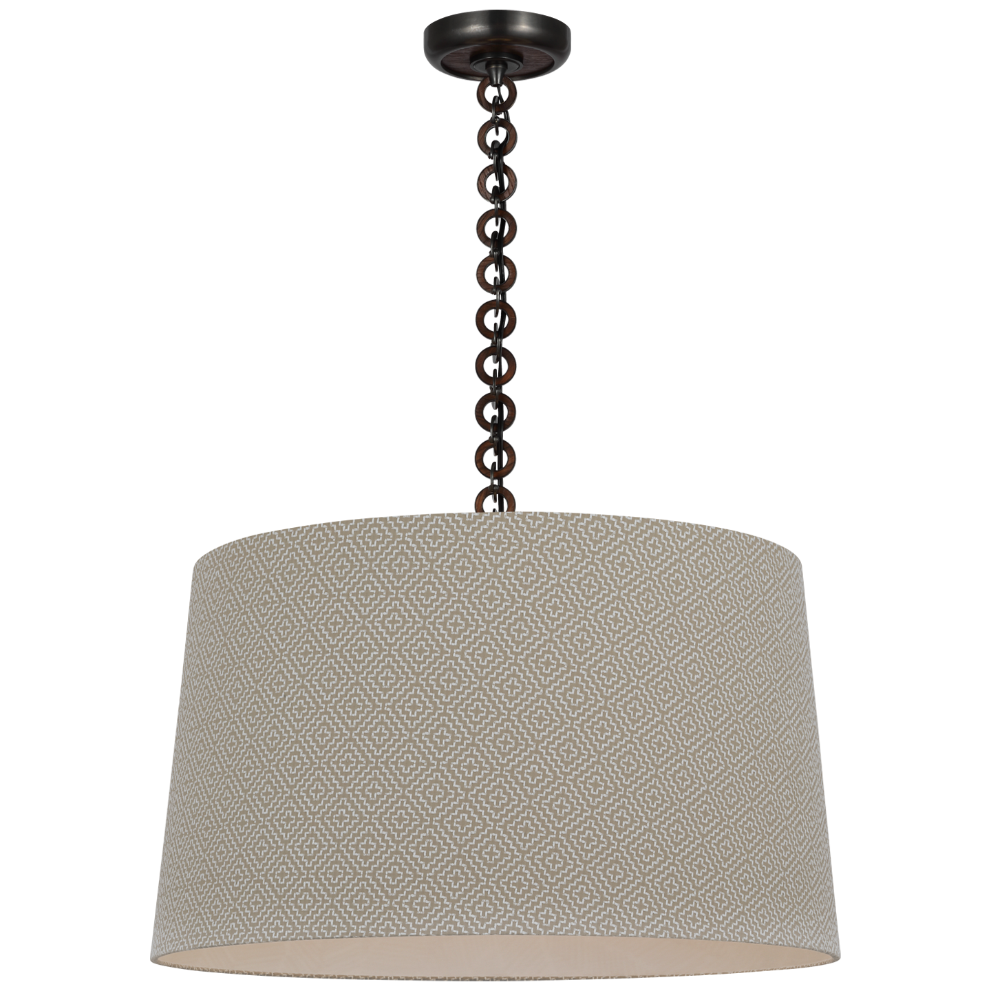Evelyn 25" Hanging Shade | Bronze and Natural Oak | Schumacher Dove Soho Weave Shade