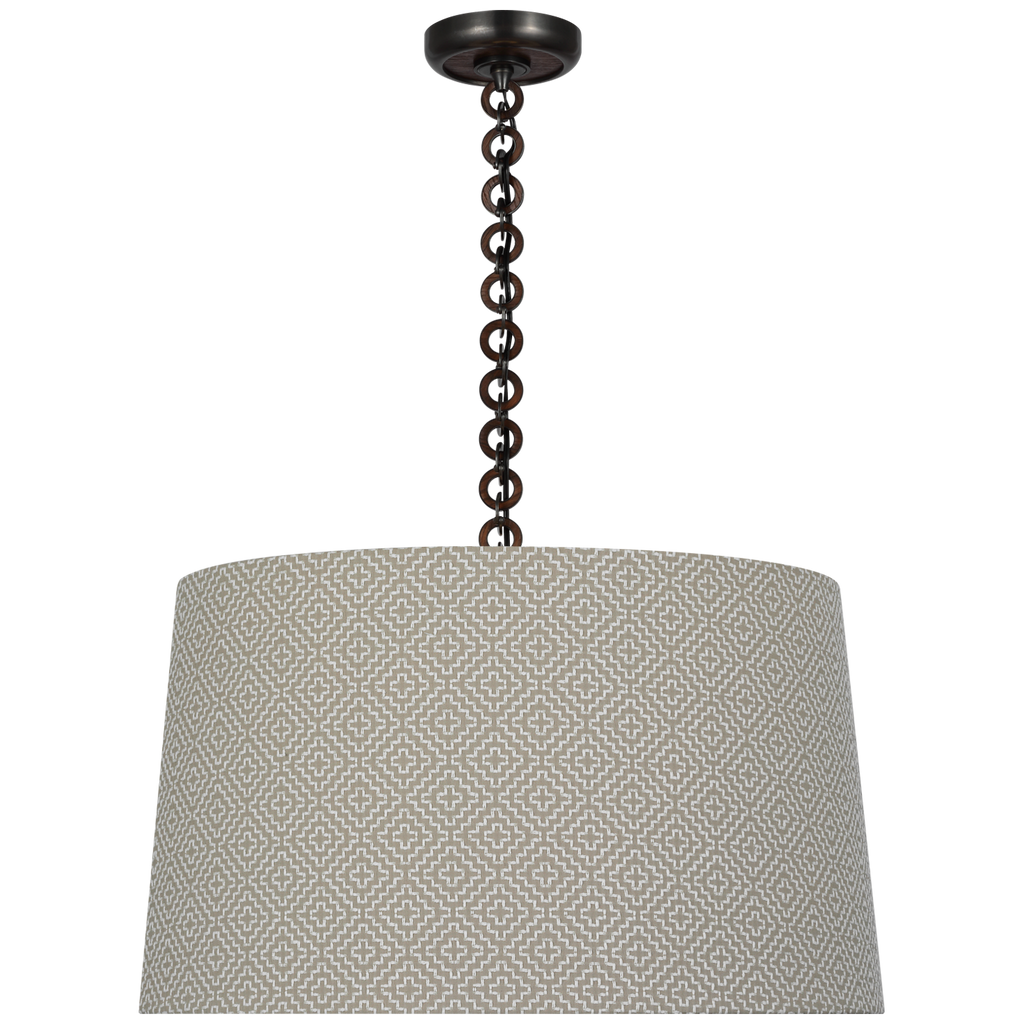 Evelyn 25" Hanging Shade | Bronze and Natural Oak | Schumacher Dove Soho Weave Shade