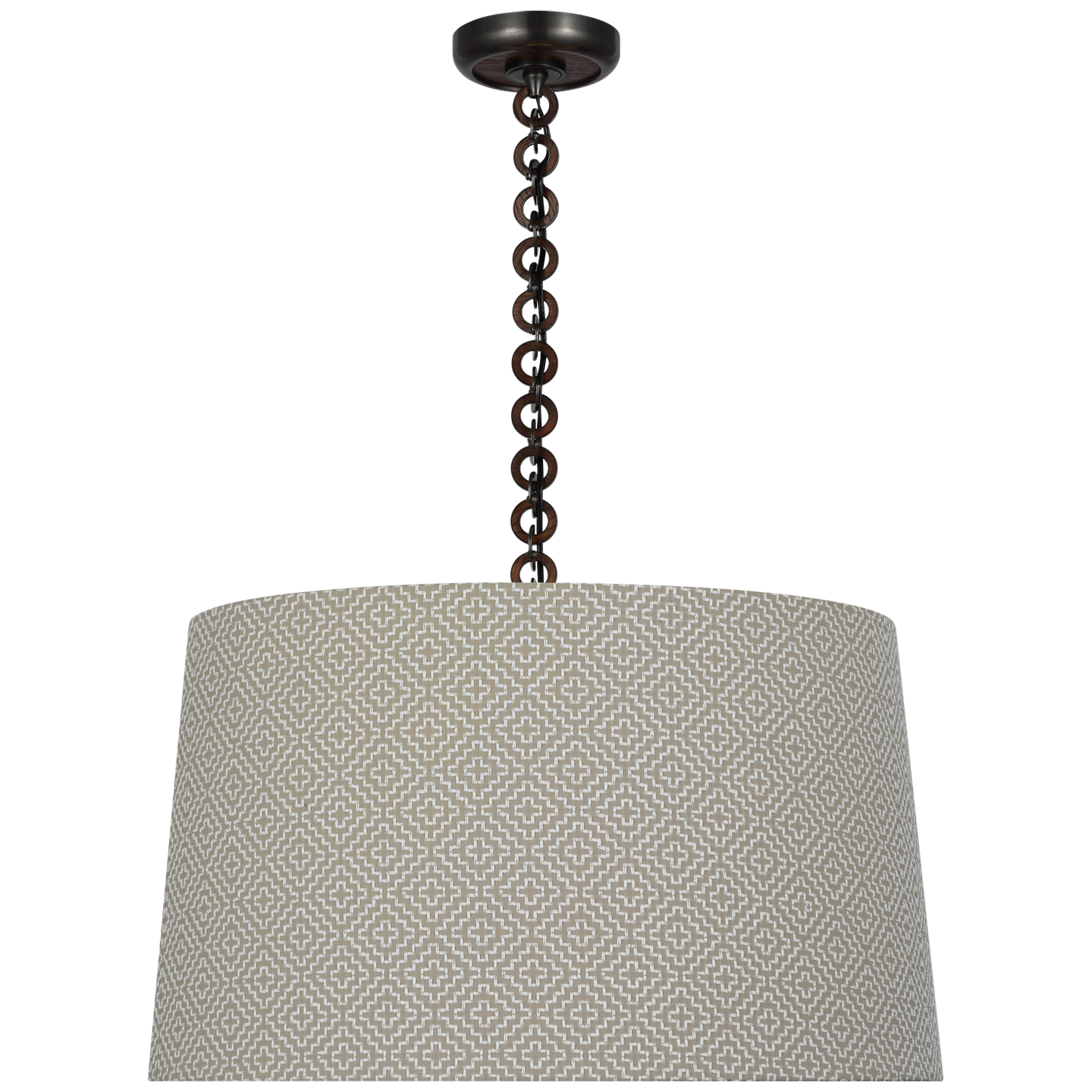 Evelyn 25" Hanging Shade | Bronze and Natural Oak | Schumacher Dove Soho Weave Shade