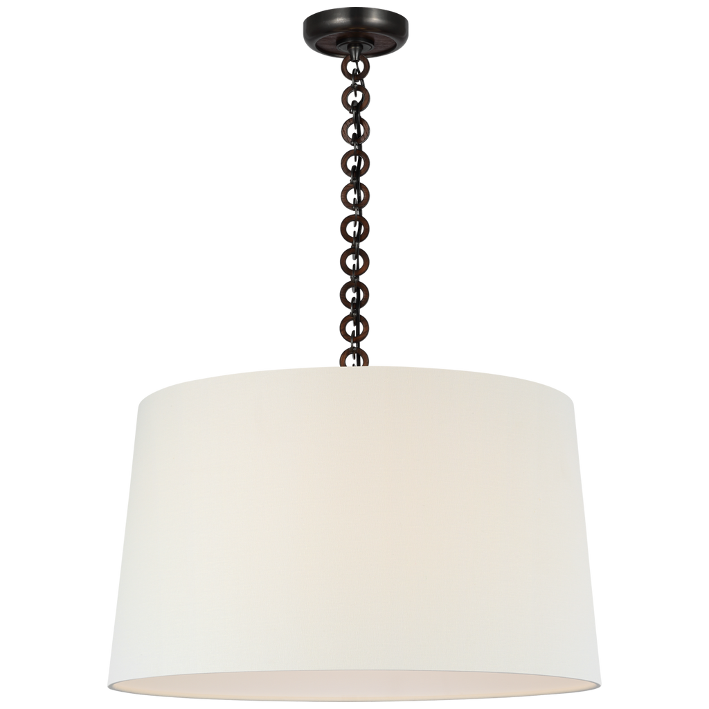 Evelyn 25" Hanging Shade | Bronze and Natural Oak | Linen Shade