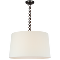 Evelyn 25" Hanging Shade | Bronze and Natural Oak | Linen Shade