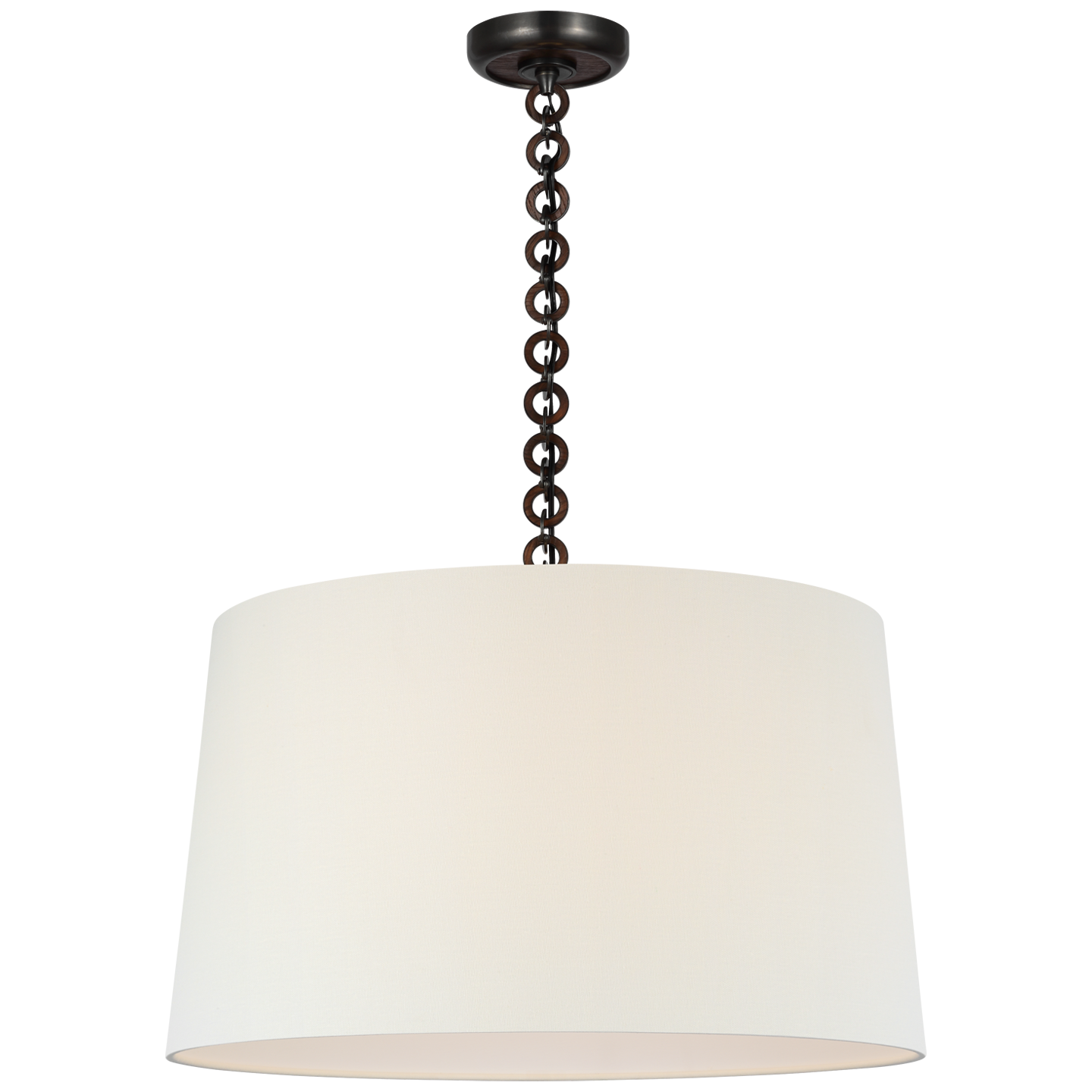 Evelyn 25" Hanging Shade | Bronze and Natural Oak | Linen Shade