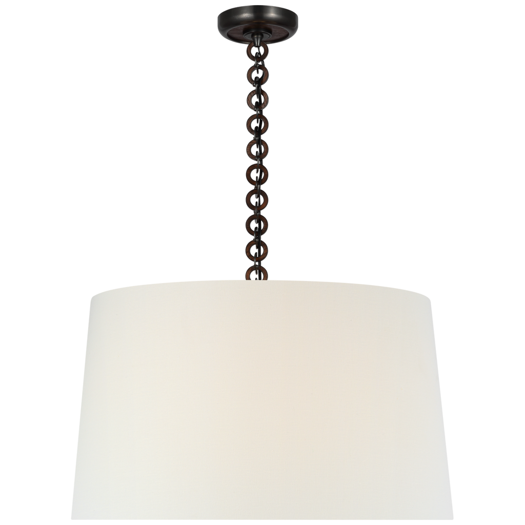 Evelyn 25" Hanging Shade | Bronze and Natural Oak | Linen Shade