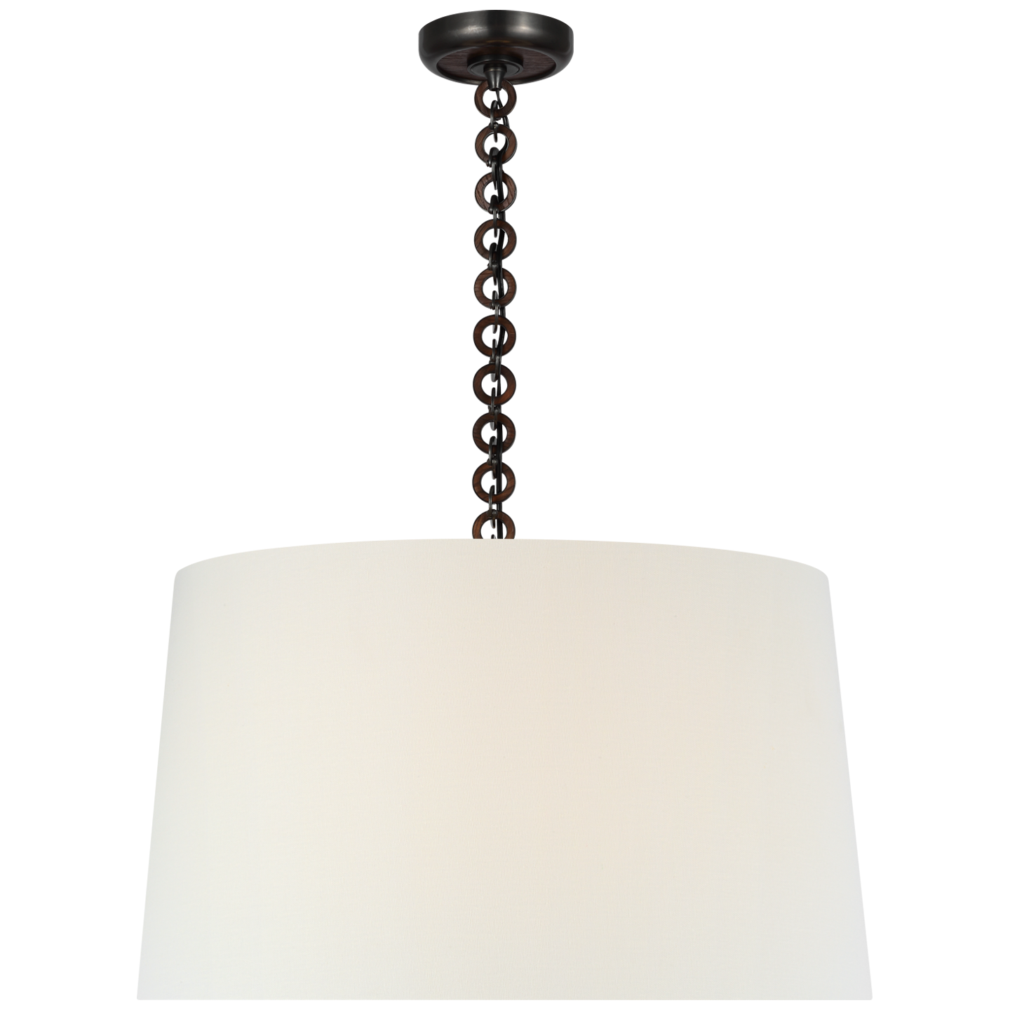 Evelyn 25" Hanging Shade | Bronze and Natural Oak | Linen Shade