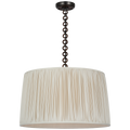 Evelyn 25" Hanging Shade | Bronze and Natural Oak | Champagne Silk Pleated Shade