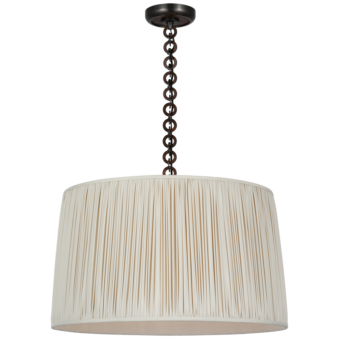 Evelyn 25" Hanging Shade | Bronze and Natural Oak | Champagne Silk Pleated Shade