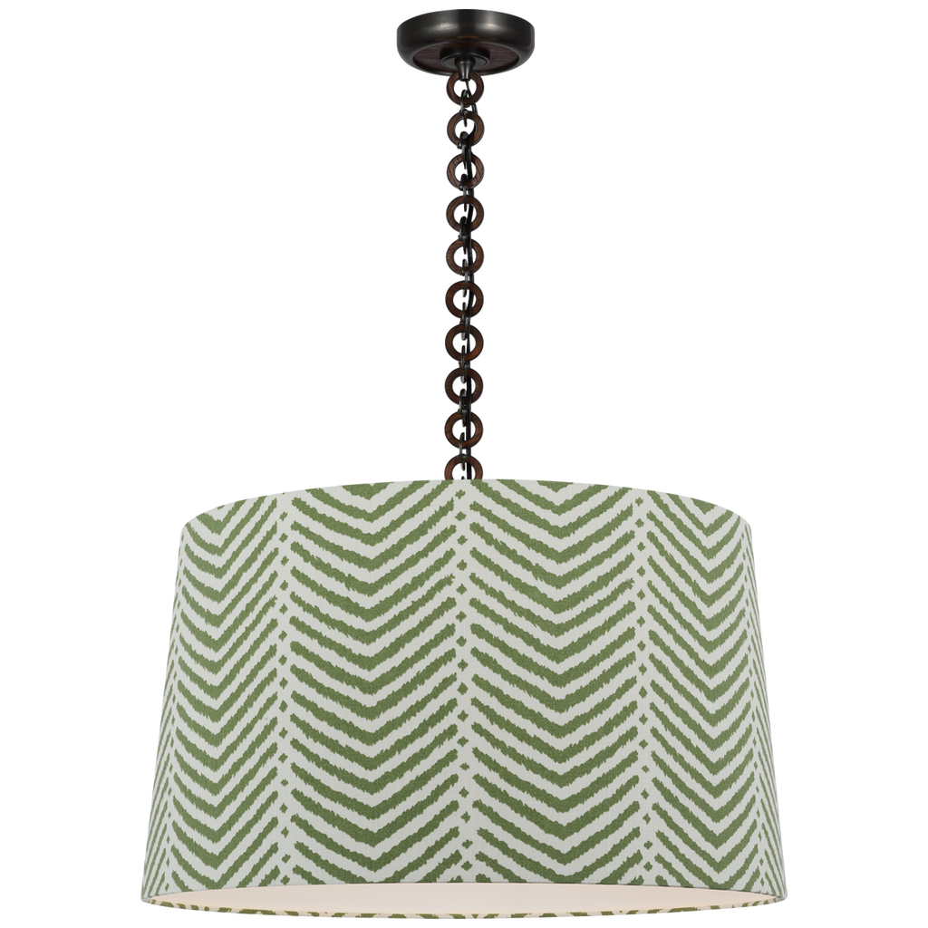 Evelyn 25" Hanging Shade | Bronze and Natural Oak | Schumacher Verde La Jolla Shade