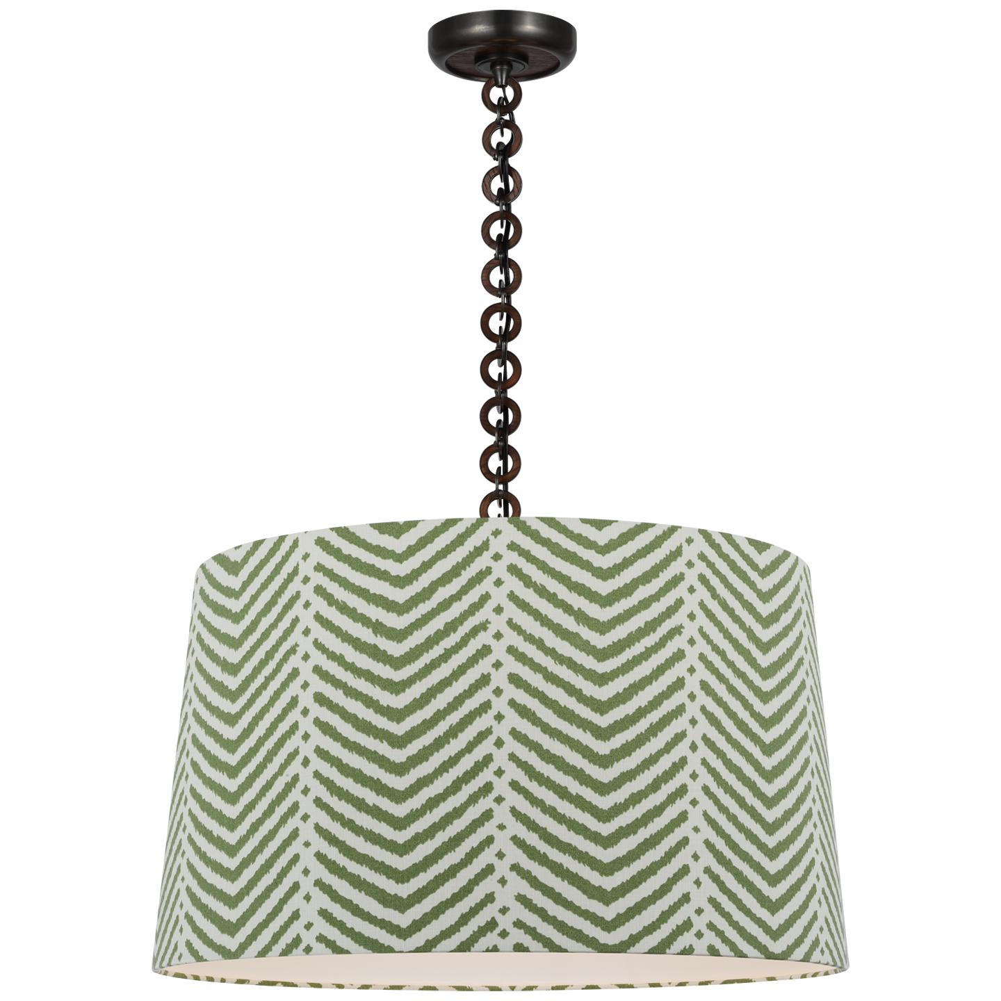 Evelyn 25" Hanging Shade | Bronze and Natural Oak | Schumacher Verde La Jolla Shade